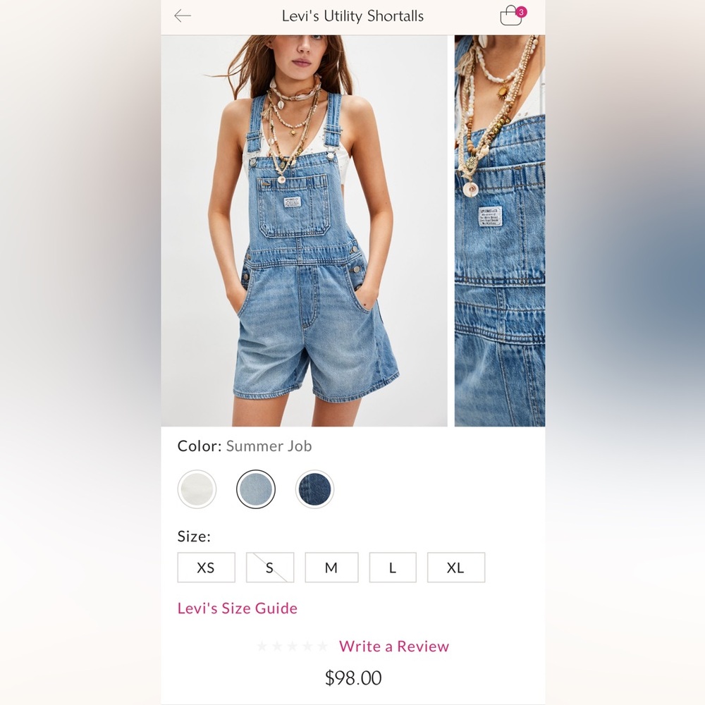 Levi's Classic Light Blue Denim Short Overalls